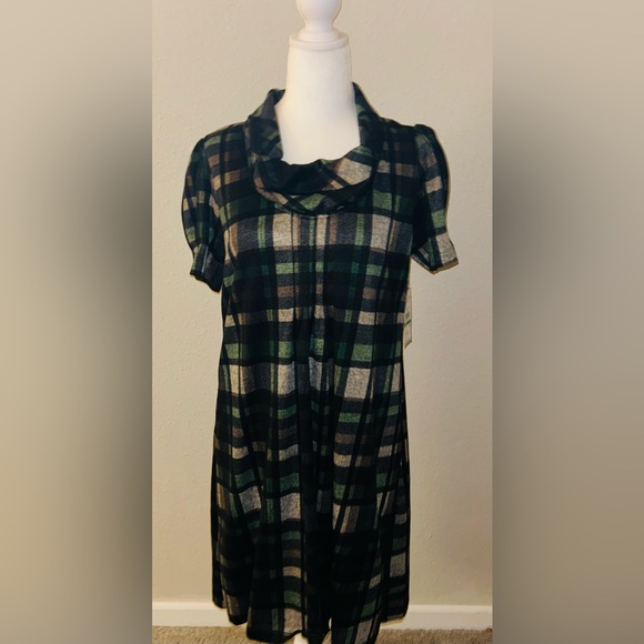 NWT Jessica Howard Flannel Cowl Neck Dress Plaid size Large - Picture 4 of 16